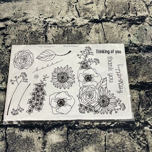 Club Scrap Rubber Unmounted Stamps Retreat 2016 Retreat Bouquet - Picture 2 of 8